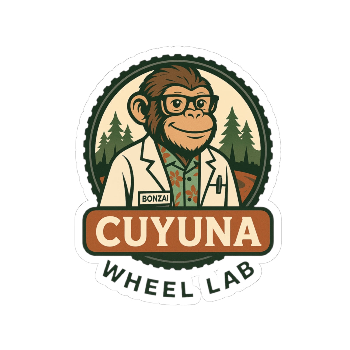 Cuyuna Wheel Lab Monkey Sticker - Fun Laptop Decal, Adventure Sticker, Custom Bumper Sticker, Cool Gift for Mechanics