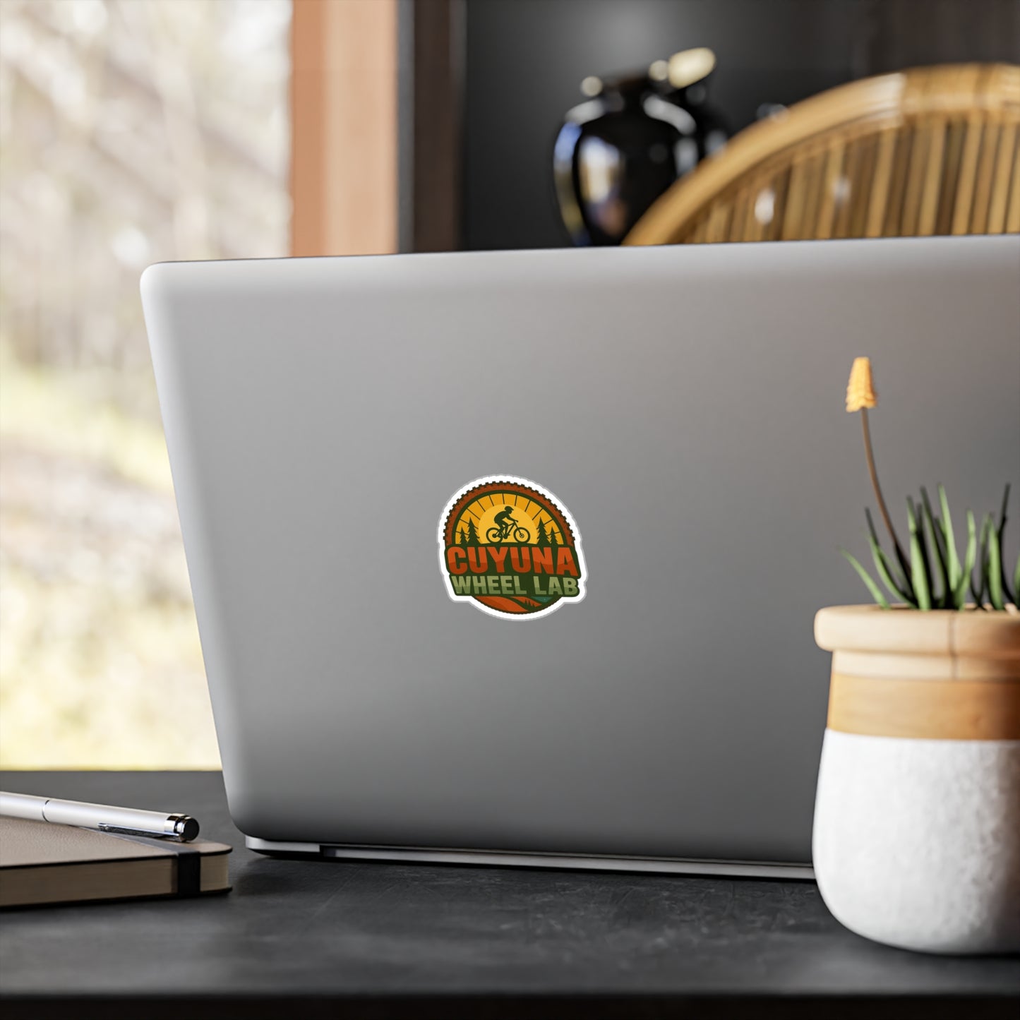 Cuyuna Wheel Lab Kiss-Cut Vinyl Decals - Biking Stickers for Outdoor Enthusiasts, Bike Decor, Laptop Stickers, Custom Wall Art
