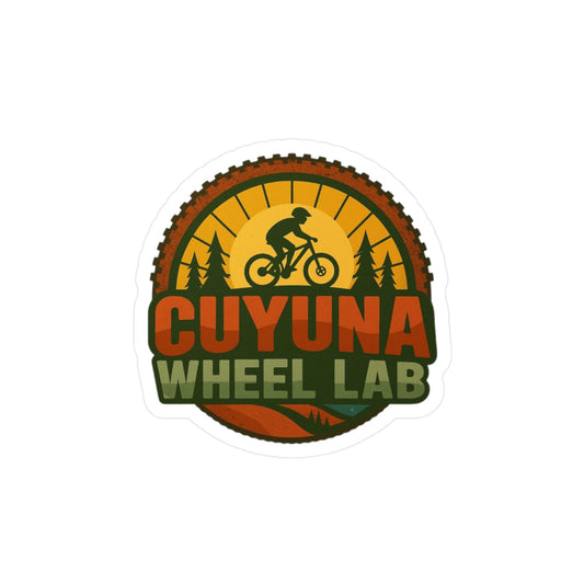 Cuyuna Wheel Lab Kiss-Cut Vinyl Decals - Biking Stickers for Outdoor Enthusiasts, Bike Decor, Laptop Stickers, Custom Wall Art